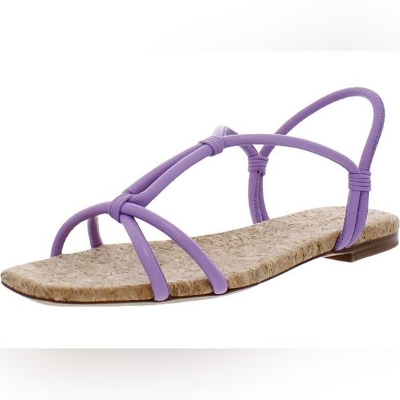 Vince Womens Hazen Purple Leather Flats Slingback T-Strap Sandals Shoes NWT - Picture 1 of 8